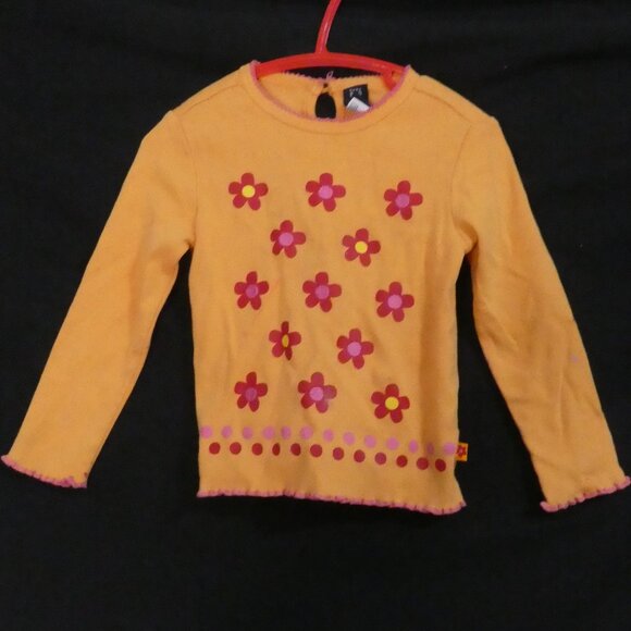 Y2K - BABY GAP - Toddler | 3 years | Orange Floral Long Sleeve Top *PAINT STAINS - Picture 1 of 16